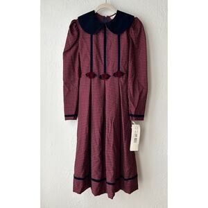Vintage Bonnie Jean Girls Dress Sz 14 Plaid Velvet Collar Holiday Christmas USA
